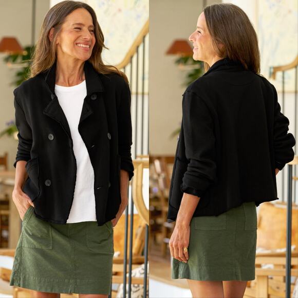 Frank & Eileen Mini Belfast Cropped Sweatshirt Peacoat - Picture 1 of 5